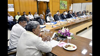 Karnataka Chief Minister Siddaramaiah holds a meeting with retired judges of the Supreme Court and the Advocate General over the release of the Cauvery River water to Tamil Nadu, in Bengaluru on Friday. (ANI) Karnataka Chief Minister Siddaramaiah holds a meeting with retired judges of the Supreme Court and the Advocate General over the release of the Cauvery River water to Tamil Nadu, in Bengaluru on Friday. (ANI)