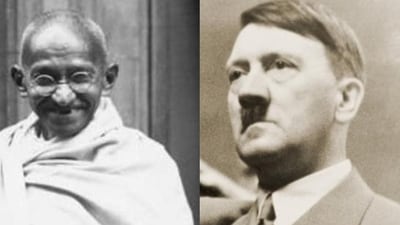 Mahatma Gandhi and Adolf Hitler. Mahatma Gandhi and Adolf Hitler.