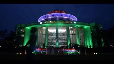 Navi Mumbai, India - Aug. 14, 2023:Navi Mumbai Municipal Corporation (NMMC) Headquarters lit up with tricolor on the eve of 77th Independence Day celebration, at CBD Belapur in Navi Mumbai, India, on Monday, August 14, 2023. (Photo by Bachchan Kumar/ HT PHOTO) (HT PHOTO) Navi Mumbai, India - Aug. 14, 2023:Navi Mumbai Municipal Corporation (NMMC) Headquarters lit up with tricolor on the eve of 77th Independence Day celebration, at CBD Belapur in Navi Mumbai, India, on Monday, August 14, 2023. (Photo by Bachchan Kumar/ HT PHOTO) (HT PHOTO)