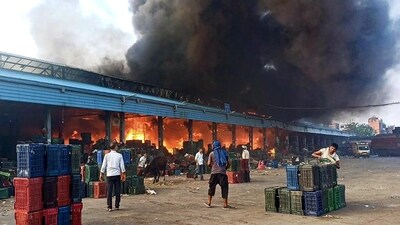 Authorities received a call about the blaze at 5:20 pm, following which 11 fire tenders were dispatched to the location. The officials successfully contained the fire by 6:30 pm.&nbsp; (PTI)