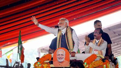 Prime Minister Narendra Modi during a rally in Bilaspur on Saturday. (PTI) Prime Minister Narendra Modi during a rally in Bilaspur on Saturday. (PTI)