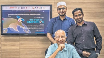 THE TEAM BEHIND MAPATHON: (Clockwise from left) Prof Kannan Moudgalya, Mohamed Kasim Khan M and Prof Pennan Chinnasamy at IIT-Bombay. (Satish Bate/ Hindustan Times) THE TEAM BEHIND MAPATHON: (Clockwise from left) Prof Kannan Moudgalya, Mohamed Kasim Khan M and Prof Pennan Chinnasamy at IIT-Bombay. (Satish Bate/ Hindustan Times)