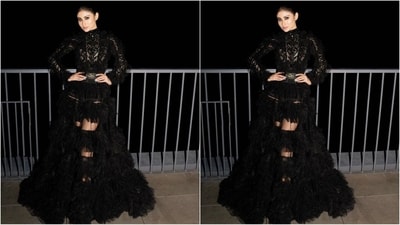 Mouni's glamorous gown was sourced from luxury fashion brand Yas Couture House of Fashion, while her styling was expertly done by celebrity fashion stylist Maneka Harisinghani. (Instagram/@imouniroy)