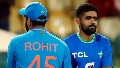 Indian skipper Rohit Sharma shakes hands with Pakistan's skipper Babar Azam after their Super Fours match in the Asia Cup 2023, at R. Premadasa Stadium, in Colombo on Monday. India won by 228 runs against Pakistan. (ANI ) Indian skipper Rohit Sharma shakes hands with Pakistan's skipper Babar Azam after their Super Fours match in the Asia Cup 2023, at R. Premadasa Stadium, in Colombo on Monday. India won by 228 runs against Pakistan. (ANI )