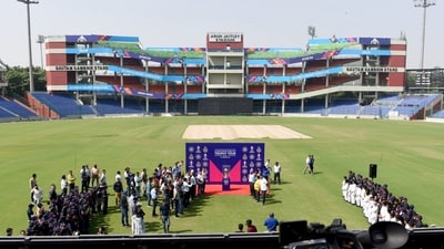 The World Cup trophy being unveiled by BCCI. (Rahul Singh) The World Cup trophy being unveiled by BCCI. (Rahul Singh)