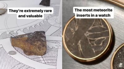 The image shows the record-breaking watch made with meteorite inserts. (Instagram/@guinnessworldrecords) The image shows the record-breaking watch made with meteorite inserts. (Instagram/@guinnessworldrecords)