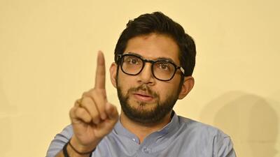 Mumbai, India - Sep 30, 2023 : Shiv Sena (UBT) leader Aaditya Thackeray addresses a press conference, at Matoshree, Bandra, in Mumbai, India, Saturday, Sep 30, 2023. (Photo by Vijay Bate/HT Photo)