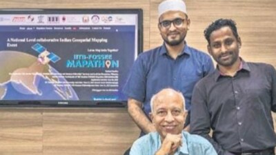 Professor Kannan Moudgalya (centre), Mohamed Kasim Khan M (left) and Professor Pennan Chinnasamy (right) at IIT Bombay (HT Photo) Professor Kannan Moudgalya (centre), Mohamed Kasim Khan M (left) and Professor Pennan Chinnasamy (right) at IIT Bombay (HT Photo)