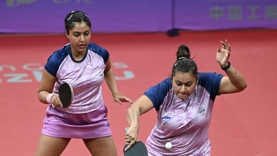 Sutirtha Mukherjee and Ayhika Mukherjee stunned compete against China's Chen Meng and Wang Yidi in table tennis women's doubles quarter-final table tennis to confirm a medal for themselves. (AFP) Sutirtha Mukherjee and Ayhika Mukherjee stunned compete against China's Chen Meng and Wang Yidi in table tennis women's doubles quarter-final table tennis to confirm a medal for themselves. (AFP)