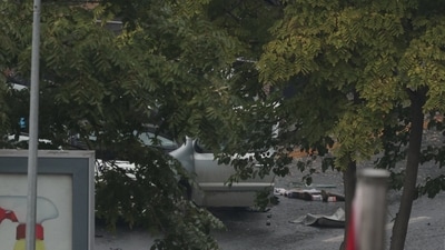 Turkey Blast: The scene of a bomb attack is partly seen in front of the Interior Ministry in Ankara, Turkey. (Reuters)