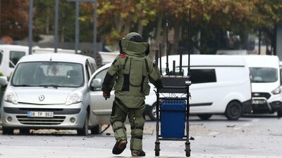 Turkey Blast: A bomb disposal expert works at the scene after a bomb attack in Ankara, Turkey. (Reuters)