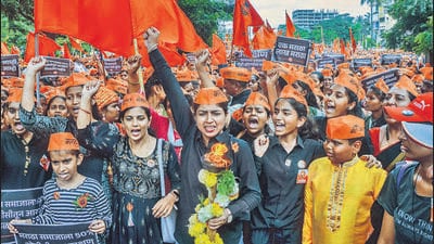 The outfits are pushing for the inclusion of all Marathas in the OBC quota by categorising them as Kunbis. (PTI) The outfits are pushing for the inclusion of all Marathas in the OBC quota by categorising them as Kunbis. (PTI)