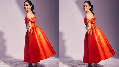Assisted by celebrity fashion stylist Manisha Melwani, Bhumi styled her princess look with a pair of pink statement heart-shaped earrings by Swarovski, diamond rings adorning her fingers and a pair of light pink Christian Louboutin heels. (Instagram/@bhumipednekar) Assisted by celebrity fashion stylist Manisha Melwani, Bhumi styled her princess look with a pair of pink statement heart-shaped earrings by Swarovski, diamond rings adorning her fingers and a pair of light pink Christian Louboutin heels. (Instagram/@bhumipednekar)