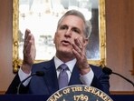 U.S. House Speaker Kevin McCarthy (R-CA) speaks to reporters in the U.S. Capitol.