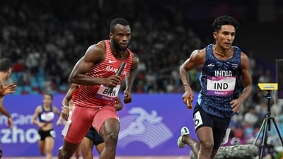The Indians ran the race in 3:14.34s while the gold medal winning Bahraini team registered a time of 3:14.02s. (AFP) The Indians ran the race in 3:14.34s while the gold medal winning Bahraini team registered a time of 3:14.02s. (AFP)