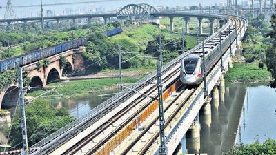 An RTS train going from Duhai Depot Station to Vasundhara in Ghaziabad on Monday. (Sakib Ali/HT Photo) An RTS train going from Duhai Depot Station to Vasundhara in Ghaziabad on Monday. (Sakib Ali/HT Photo)