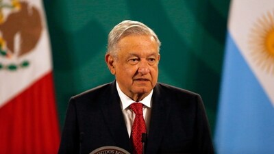 Mexican President Andrés Manuel López Obrador gives his daily, morning press conference at the National Palace in Mexico City. (AP) Mexican President Andrés Manuel López Obrador gives his daily, morning press conference at the National Palace in Mexico City. (AP)