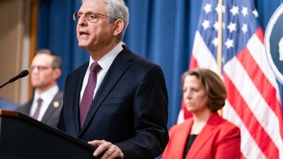 Merrick Garland, US attorney general, speaks during a news conference at the Department of Justice in Washington, DC, US. on Friday, April 14, 2023. The Justice Department announced charges against several leaders of the Sinaloa Cartel and its facilitators. Photographer: Eric Lee/Bloomberg (Bloomberg) Merrick Garland, US attorney general, speaks during a news conference at the Department of Justice in Washington, DC, US. on Friday, April 14, 2023. The Justice Department announced charges against several leaders of the Sinaloa Cartel and its facilitators. Photographer: Eric Lee/Bloomberg (Bloomberg)