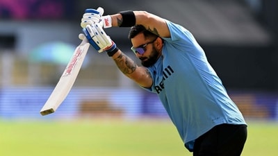India's Virat Kohli during a practice session ahead of the ICC Men's Cricket World Cup 2023 warm-up match between India and England (PTI)