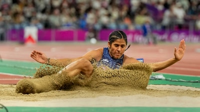 Shaili Singh competes in the women's long jump final at the 19th Asian Games. She finished fifth in the event. (PTI) Shaili Singh competes in the women's long jump final at the 19th Asian Games. She finished fifth in the event. (PTI)