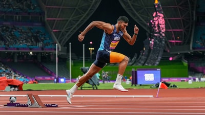 Tejaswin Shankar competes in the men's decathlon event at the 19th Asian Games in Hangzhou, China (PTI) Tejaswin Shankar competes in the men's decathlon event at the 19th Asian Games in Hangzhou, China (PTI)