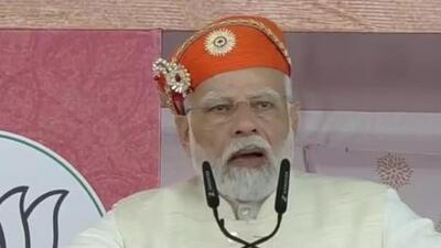 Prime Minister Narendra Modi addresses a rally in Chittorgarh in Rajasthan on Monday. (ANI/X) Prime Minister Narendra Modi addresses a rally in Chittorgarh in Rajasthan on Monday. (ANI/X)