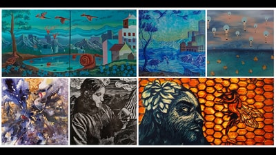 Some of the artworks on display at the art exhibition