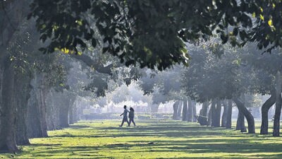 The India Gate lawns on a misty, cool morning. (Arvind Yadav/ HT PHOTO) The India Gate lawns on a misty, cool morning. (Arvind Yadav/ HT PHOTO)