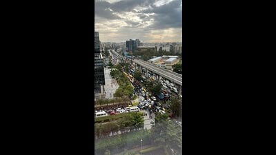 The outer ring road in Bengaluru suffered traffic snarls on September 25. (Mahadevapura Task Force/Twitter) The outer ring road in Bengaluru suffered traffic snarls on September 25. (Mahadevapura Task Force/Twitter)