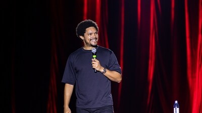 New Delhi: Comedian Trevor Noah performs at the JLN Indoor Stadium during the opening leg of his 'Off The Record' India tour, in New Delhi, Friday, Sept. 22, 2023. (PTI) New Delhi: Comedian Trevor Noah performs at the JLN Indoor Stadium during the opening leg of his 'Off The Record' India tour, in New Delhi, Friday, Sept. 22, 2023. (PTI)