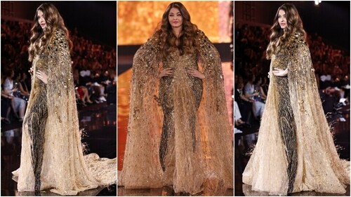 Aishwarya Rai walks the runway at the L'Oréal Paris show during Paris Fashion Week. (Reuters, AP )