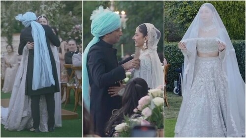 Mahira Khan tied the knot with Salim Karim in a pastel white lehenga. (Instagram)