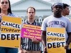 (FILES) Activists gather to rally in support of cancelling student debt, in front of the White House in Washington, DC, on August 25, 2022. After a three-and-a-half year pandemic-era pause, US federal student loans will start accumulating interest again from September 1, 2023, with repayments, set to start in October, cutting the take-home pay of millions of Americans by hundreds, and in some cases even thousands, of dollars each month. President Joe Biden unveiled a $400 billion program to forgive at least $10,000 in student loan debt. But on June 30, the US Supreme Court ruled that his administration had overstepped its authority, and struck down the student loan forgiveness program. (Photo by Stefani Reynolds / AFP)