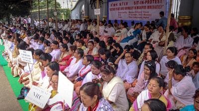 A solidarity meeting in Imphal on Monday. (ANI) A solidarity meeting in Imphal on Monday. (ANI)