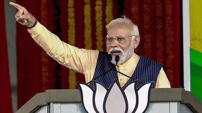 Prime Minister Narendra Modi addresses a public rally in Nizamabad on Tuesday. (ANI Photo) Prime Minister Narendra Modi addresses a public rally in Nizamabad on Tuesday. (ANI Photo)