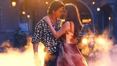 Shah Rukh Khan and Nayanthara in a still from Jawan. Shah Rukh Khan and Nayanthara in a still from Jawan.