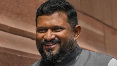 Lakshadweep MP Mohammed Faizal at Parliament House complex during the Budget Session in March this year. (PTI File Photo)