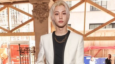 Stray Kids' rapper and singer Felix, who was recently named Louis Vuitton's house ambassador, arrived at the luxury label's Spring-Summer show in a monochrome attire. He wore a cropped blazer, crew-neck tee, and leather pants, styled with chunky Chelsea boots, rings, earrings, dewy freckled glam, glossy nude lip shade, and lightly-tousled silver-blonde locks. (Vianney Le Caer/Invision/AP) Stray Kids' rapper and singer Felix, who was recently named Louis Vuitton's house ambassador, arrived at the luxury label's Spring-Summer show in a monochrome attire. He wore a cropped blazer, crew-neck tee, and leather pants, styled with chunky Chelsea boots, rings, earrings, dewy freckled glam, glossy nude lip shade, and lightly-tousled silver-blonde locks. (Vianney Le Caer/Invision/AP)