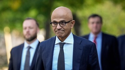 Microsoft CEO Satya Nadella arrives at federal court on October 2, 2023 in Washington, DC. (Getty Images via AFP)