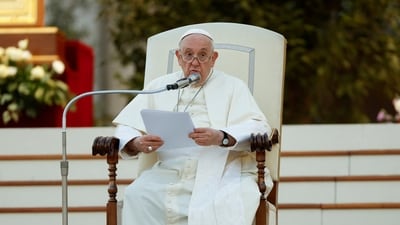 Pope Francis attends the ecumenical prayer vigil in Saint Peter's square at the Vatican on September 30. (REUTERS)