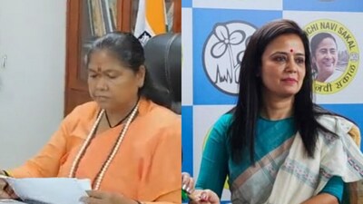 Union minister Sadhvi Niranjan Jyoti and TMC MP Mahua Moitra (X)