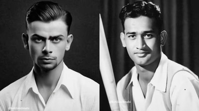 The image shows Virat Kohli and MS Dhoni's looks from the 1950s. (X/@kohliandmahi) The image shows Virat Kohli and MS Dhoni's looks from the 1950s. (X/@kohliandmahi)
