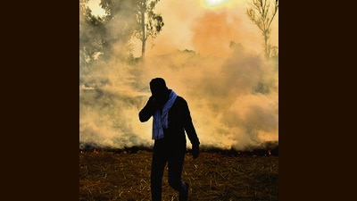 According to 22.4% of respondents, smoke released from stubble burning was also responsible for road accidents. (HT File Photo) According to 22.4% of respondents, smoke released from stubble burning was also responsible for road accidents. (HT File Photo)