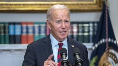 US President Joe Biden speaks in the Roosevelt Room of the White House (Bloomberg) US President Joe Biden speaks in the Roosevelt Room of the White House (Bloomberg)