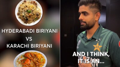 The image taken from a video of Pakistani cricketers talking about biryani. (Instagram/@icc) The image taken from a video of Pakistani cricketers talking about biryani. (Instagram/@icc)