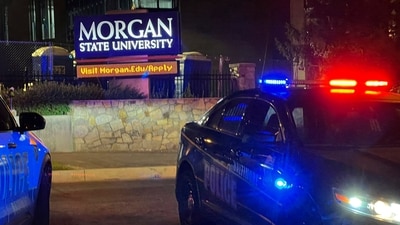Baltimore police respond to a shooting at Morgan State University on Tuesday. (AP)