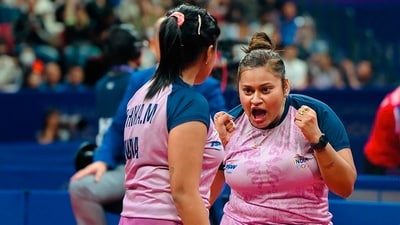 Sutirtha Mukherjee and Ayhika Mukherjee made a few ripples by beating the Chinese world champion pair of Wiang Yidi and Chen Meng. (PTI) Sutirtha Mukherjee and Ayhika Mukherjee made a few ripples by beating the Chinese world champion pair of Wiang Yidi and Chen Meng. (PTI)