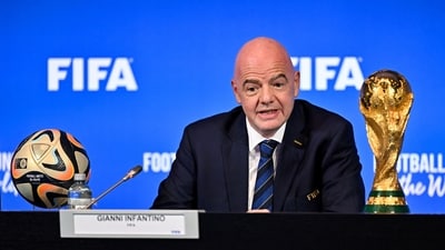FIFA president Gianni Infantino during a meeting (REUTERS)