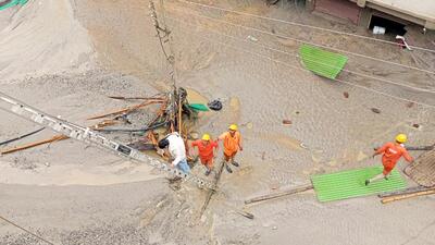 The National Disaster Response Force (NDRF) personnel conduct a rescue operation after the flash flood in Sikkim’s Singtam on Wednesday. (NDRF) The National Disaster Response Force (NDRF) personnel conduct a rescue operation after the flash flood in Sikkim’s Singtam on Wednesday. (NDRF)