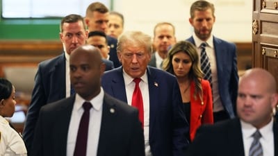 NEW YORK, NEW YORK - OCTOBER 03: Former President Donald Trump leaves the courtroom for a recess during the second day of his civil fraud trial at New York State Supreme Court on October 03, 2023 in New York City. Michael M. Santiago/Getty Images/AFP (Photo by Michael M. Santiago / GETTY IMAGES NORTH AMERICA / Getty Images via AFP) (Getty Images via AFP) NEW YORK, NEW YORK - OCTOBER 03: Former President Donald Trump leaves the courtroom for a recess during the second day of his civil fraud trial at New York State Supreme Court on October 03, 2023 in New York City. Michael M. Santiago/Getty Images/AFP (Photo by Michael M. Santiago / GETTY IMAGES NORTH AMERICA / Getty Images via AFP) (Getty Images via AFP)